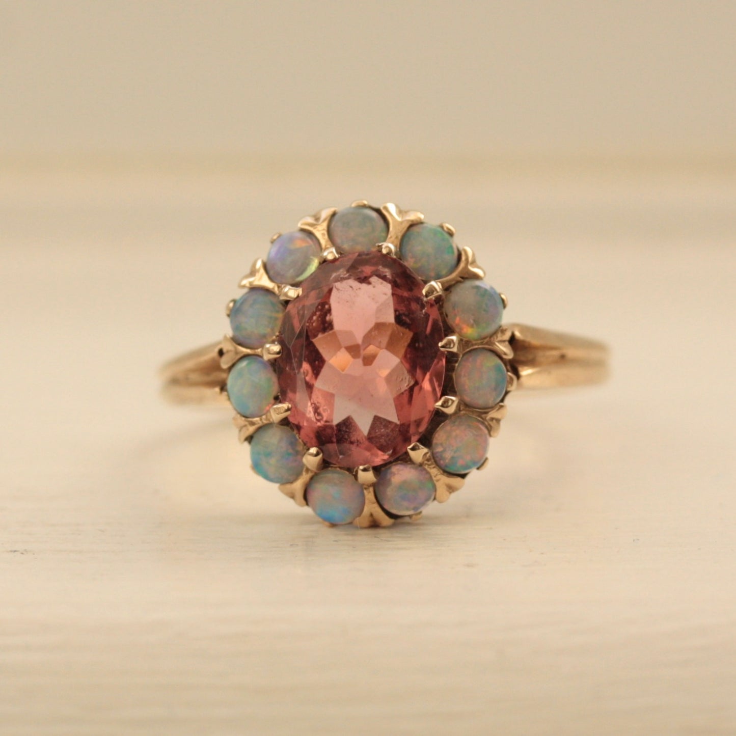 Pre-owned 9ct Gold Opal and Tourmaline Cluster Ring