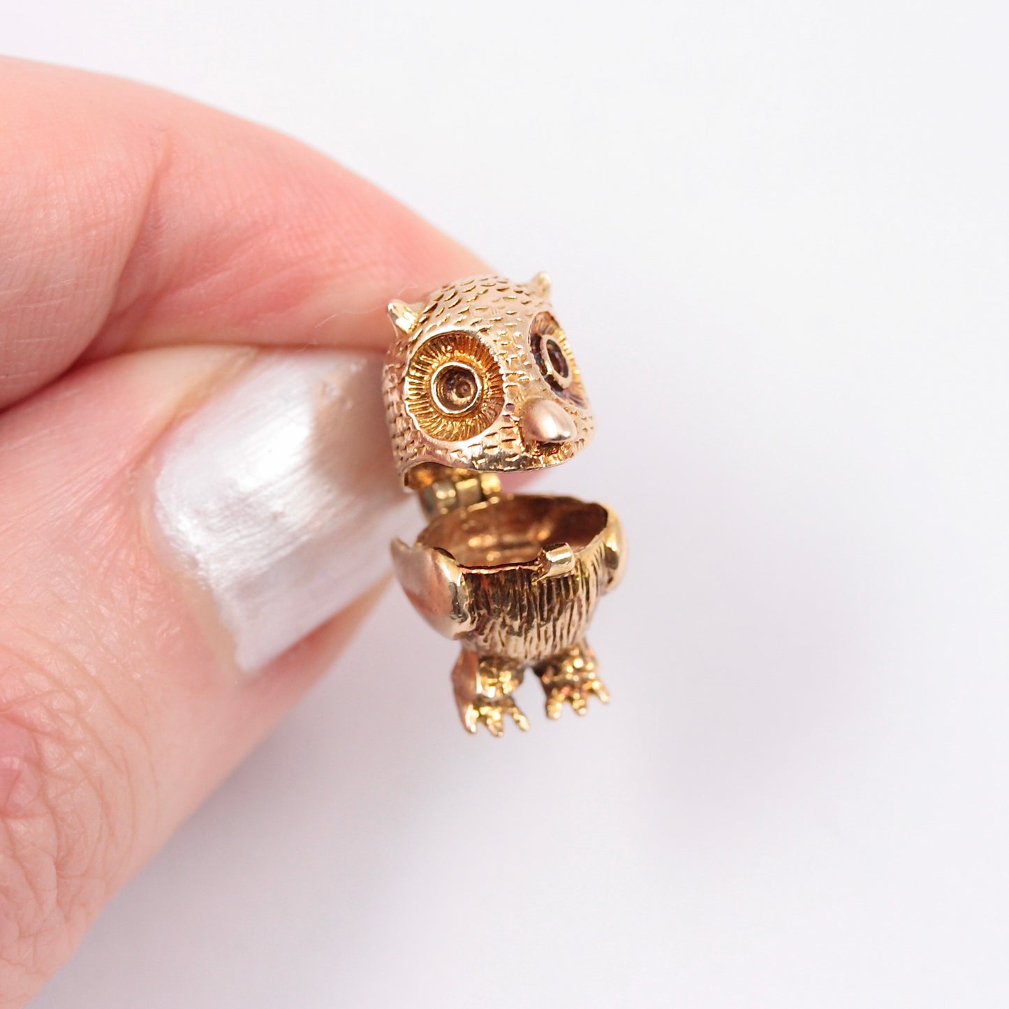 Vintage 9ct Gold Opening Owl Charm, 1972