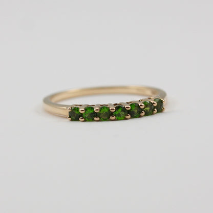 Pre-owned 9ct Gold Chrome Diopside 7 Stone Stacker Ring