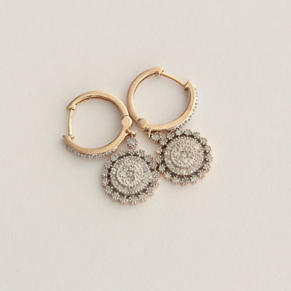 Pre-owned 9ct Gold and Diamond Hoop Dangle Earrings