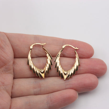Vintage 9ct Gold Spiked Creole Hoop Earrings