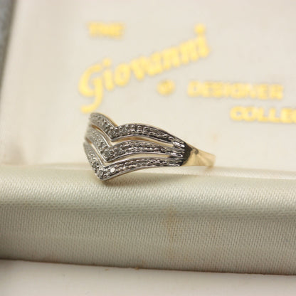 Pre-owned 9ct Gold Diamond Triple Wishbone Ring