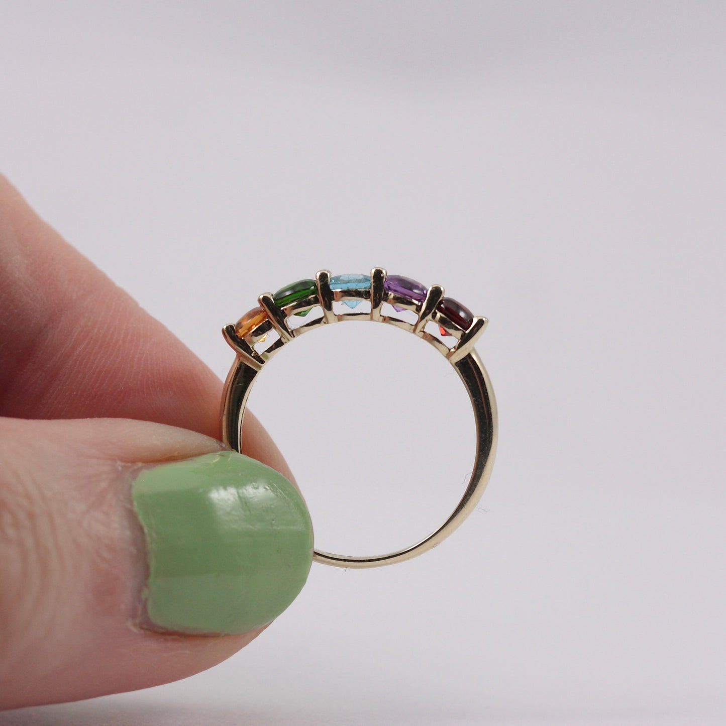 Pre-owned 9ct Gold Rainbow Gemstone 5 Stone Ring