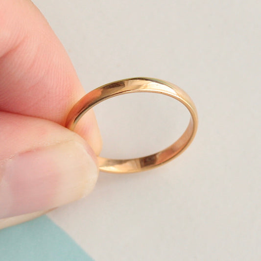 Vintage 22ct Gold Slim Wedding Band Ring, 1936