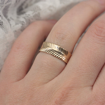 Vintage 9ct Gold Textured Band Ring, 1968