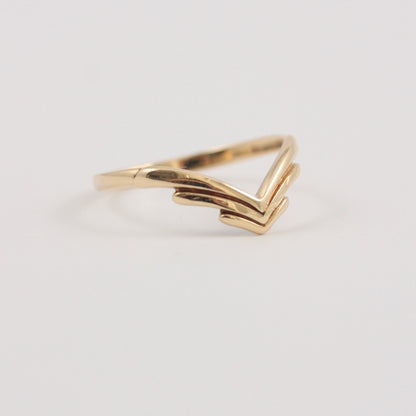 Vintage 9ct Gold Chevron Wishbone Ring, 1993
