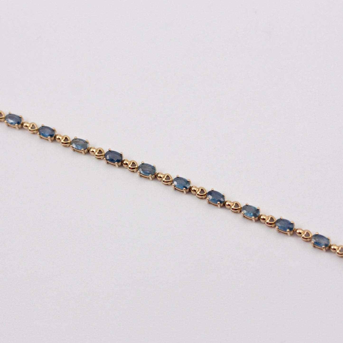 Pre-owned 9ct Gold Sapphire Heart Link Bracelet, 2005
