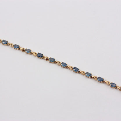 Pre-owned 9ct Gold Sapphire Heart Link Bracelet, 2005