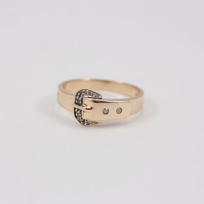 9ct Yellow Gold and Diamond Buckle Ring