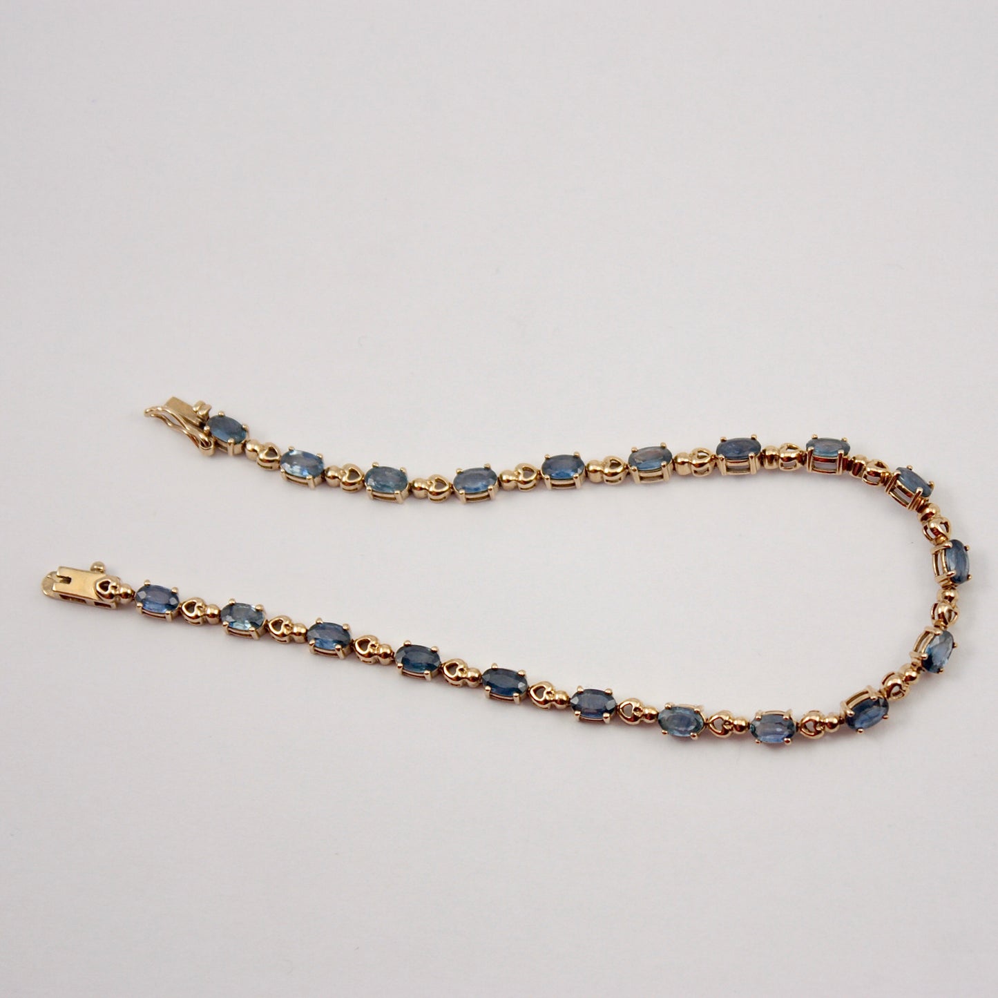 Pre-owned 9ct Gold Sapphire Heart Link Bracelet, 2005