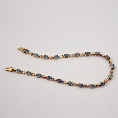 Pre-owned 9ct Gold Sapphire Heart Link Bracelet, 2005