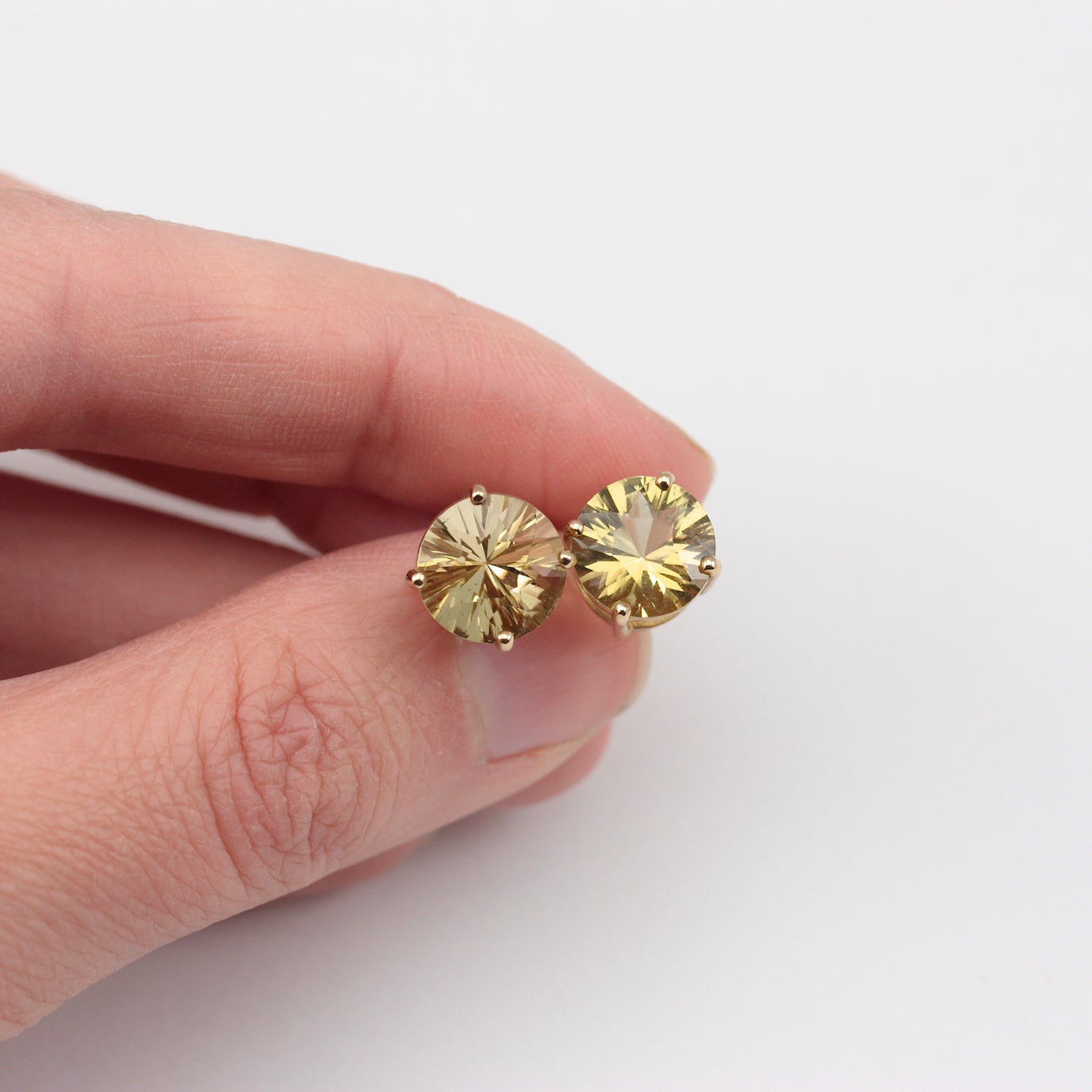 Pre-owned 9ct Gold Citrine Stud Earrings, 10mm, Modern