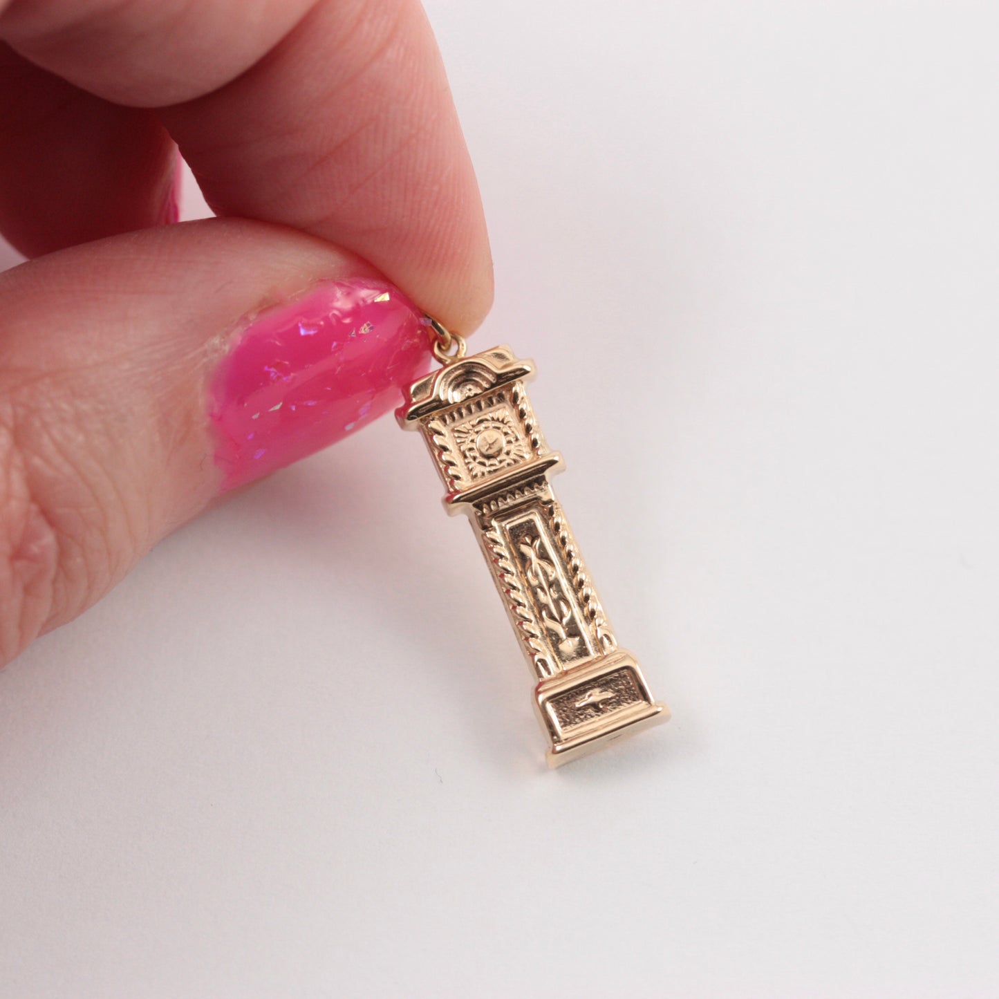 Vintage 9ct Gold Grandfather Clock Charm, 1971