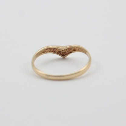 Dainty Vintage 9ct Gold and Diamond Heart Wishbone Ring, 1992