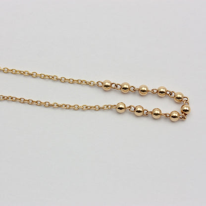 Modern Pre-owned 14Kt Gold Ball and Cable Chain Bracelet