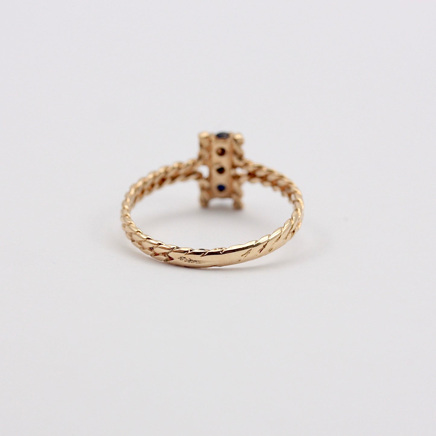 Vintage 9ct Gold Vertical Three Stone Rope Ring, 1978