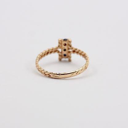 Vintage 9ct Gold Vertical Three Stone Rope Ring, 1978