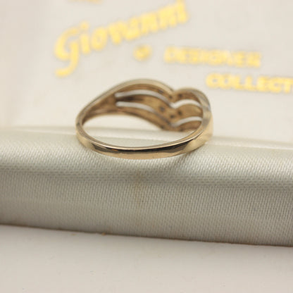 Pre-owned 9ct Gold Diamond Triple Wishbone Ring