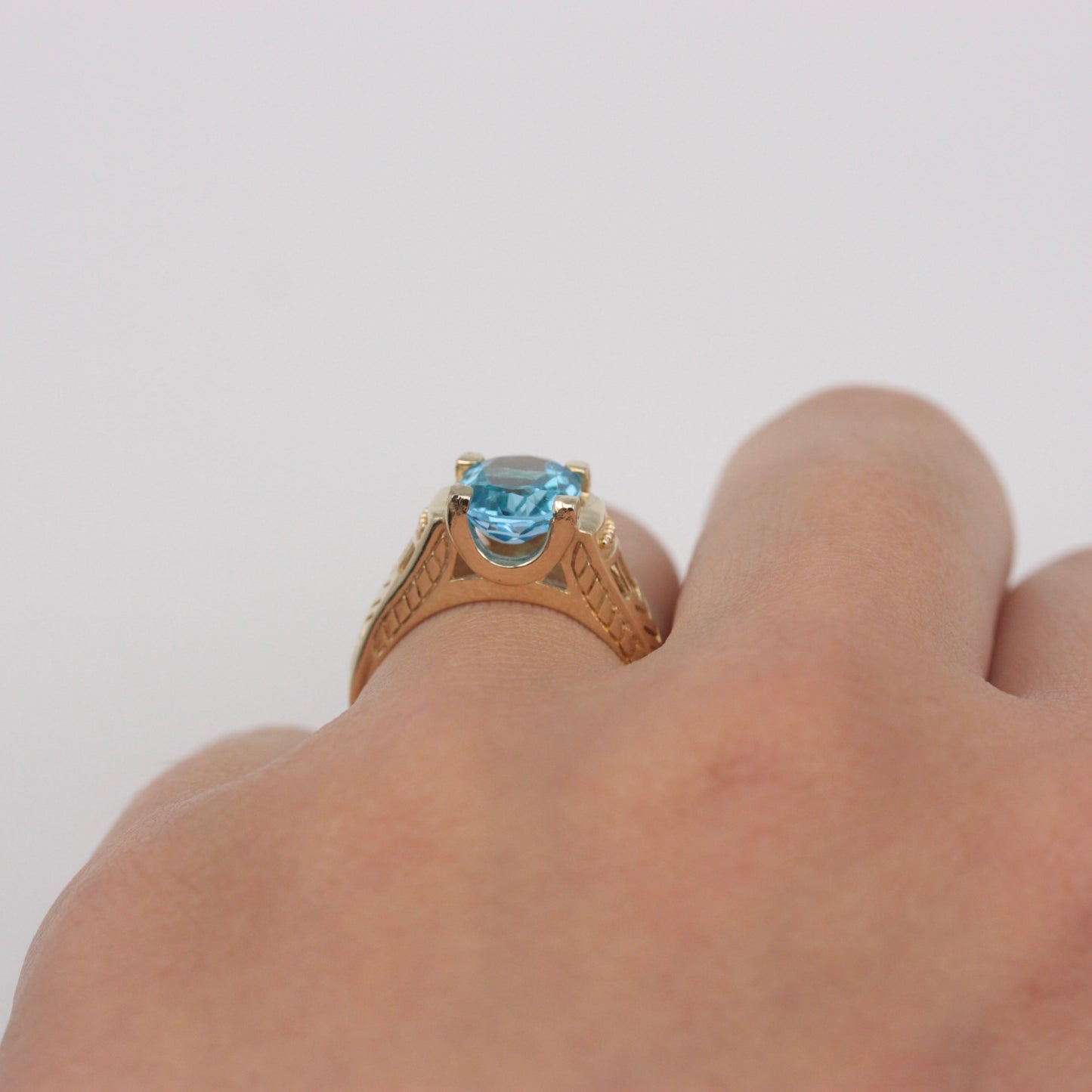 Pre-owned 9ct Gold Swiss Blue Topaz Solitaire Ring, 2006