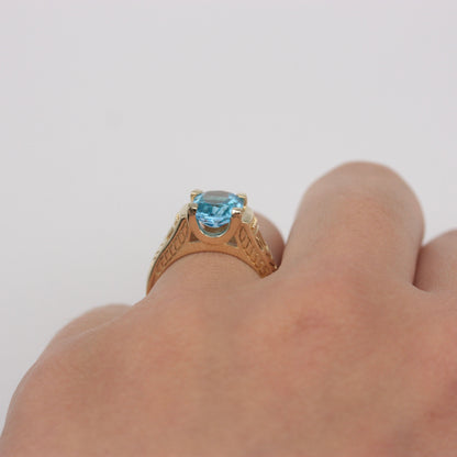 Pre-owned 9ct Gold Swiss Blue Topaz Solitaire Ring, 2006