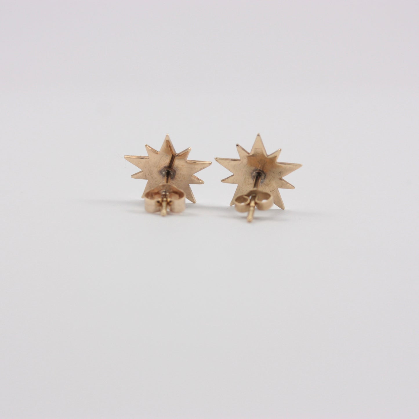Vintage 9ct Gold 'Diamond Cut' Star Stud Earrings, c1970s