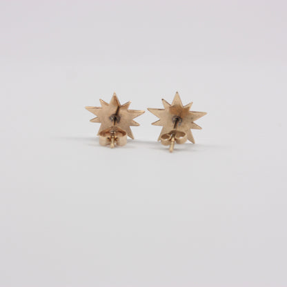 Vintage 9ct Gold 'Diamond Cut' Star Stud Earrings, c1970s