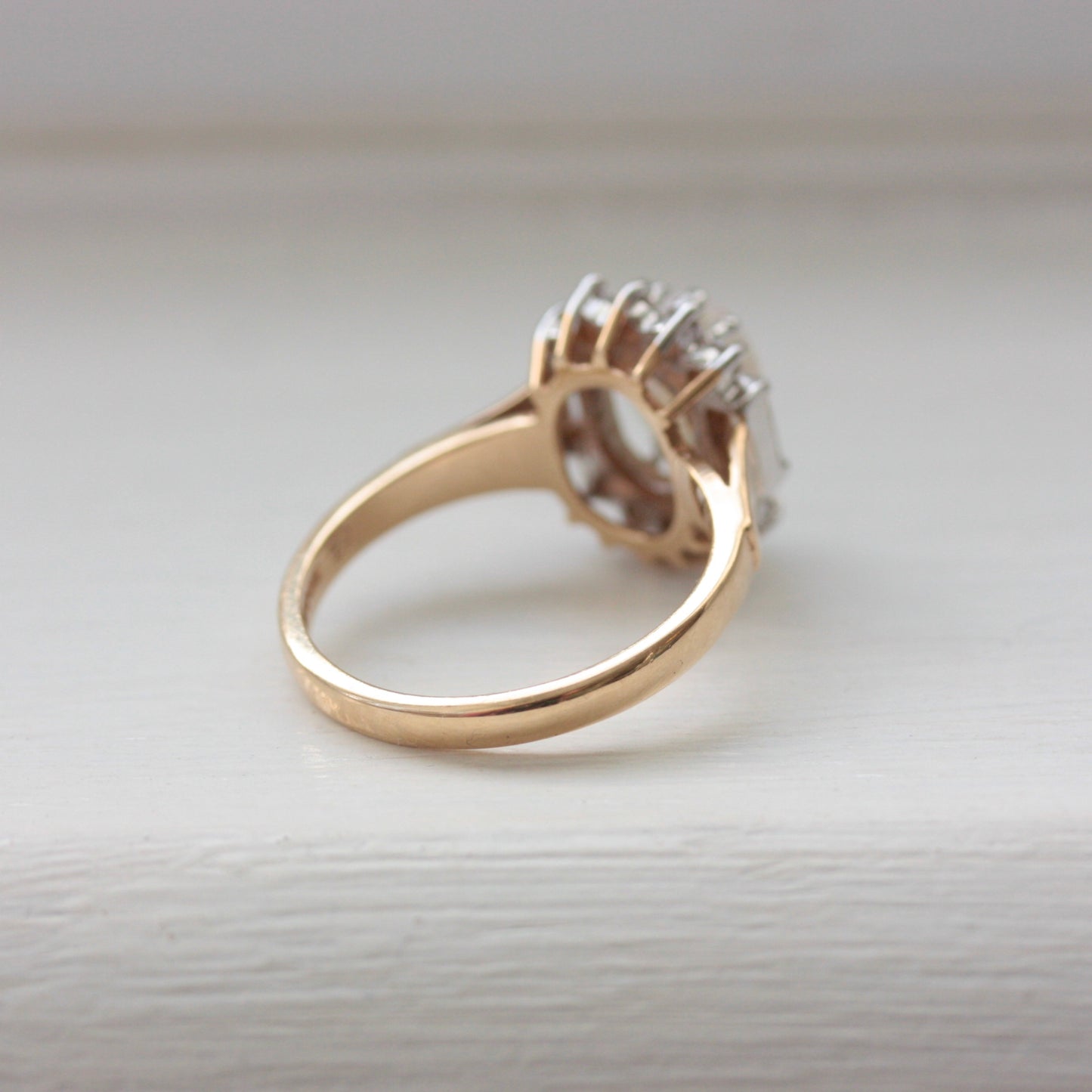 Vintage 9ct Gold Opal and Cubic Zircona Cluster Ring, 1989