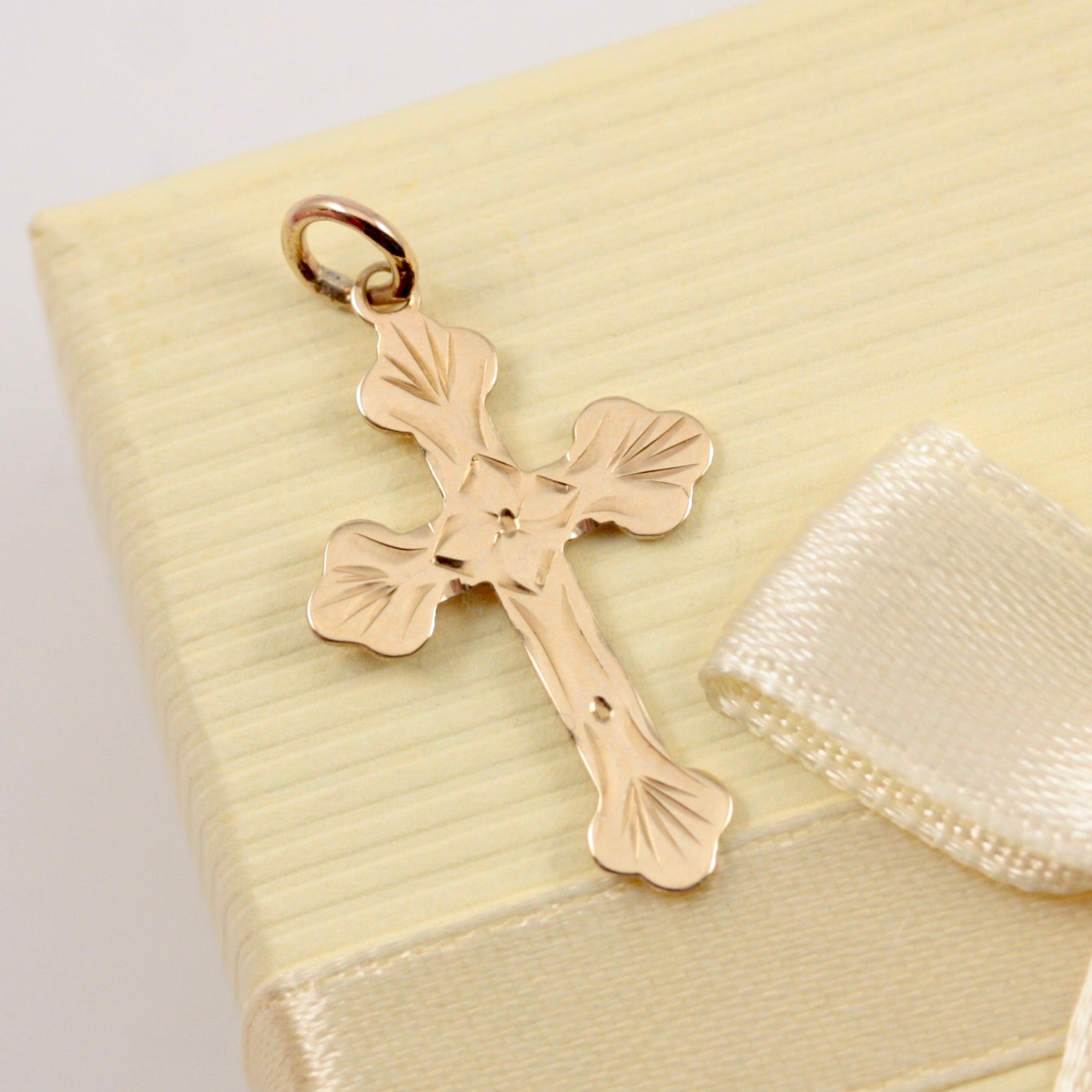 Vintage 9ct Gold Small Cross Pendant, 1966