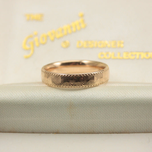 Pre-owned 9ct Gold Sunburst Band Ring
