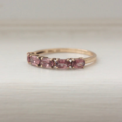 Pre-owned 9ct Gold Pink Gem 5 Stone Ring, 2015