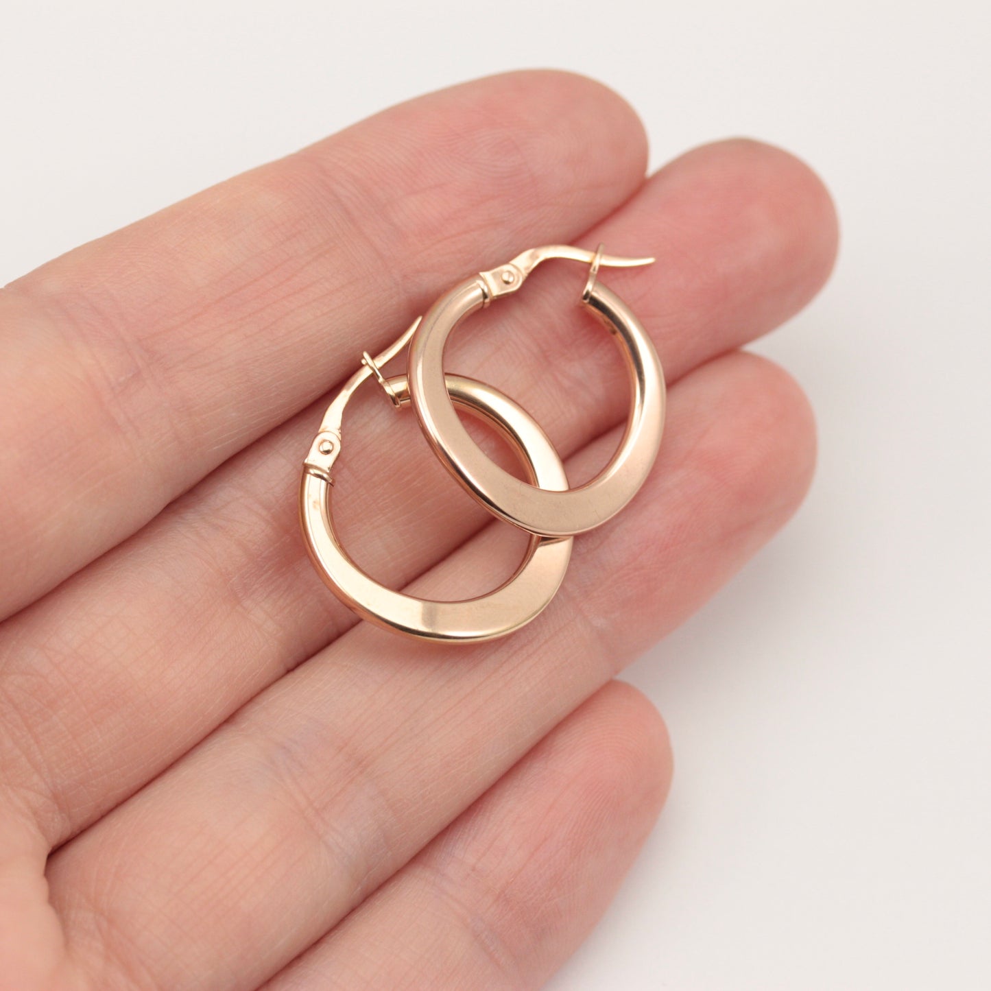 Pre-owned 14ct Rose Gold Waved Hoop Earrings