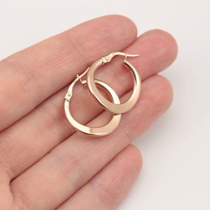 Pre-owned 14ct Rose Gold Waved Hoop Earrings