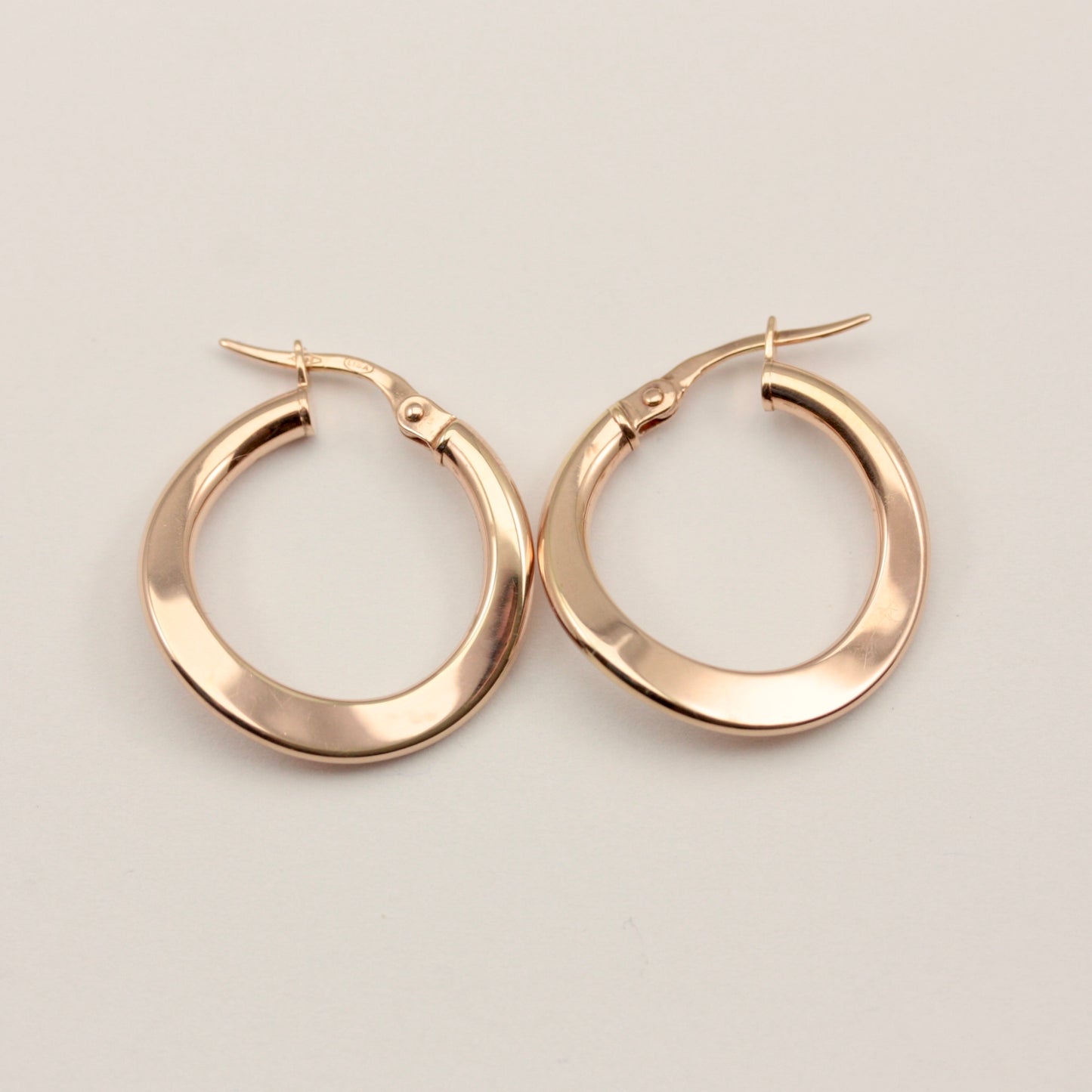 Pre-owned 14ct Rose Gold Waved Hoop Earrings
