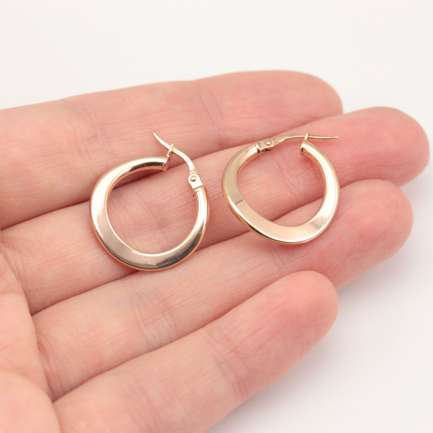 Pre-owned 14ct Rose Gold Waved Hoop Earrings