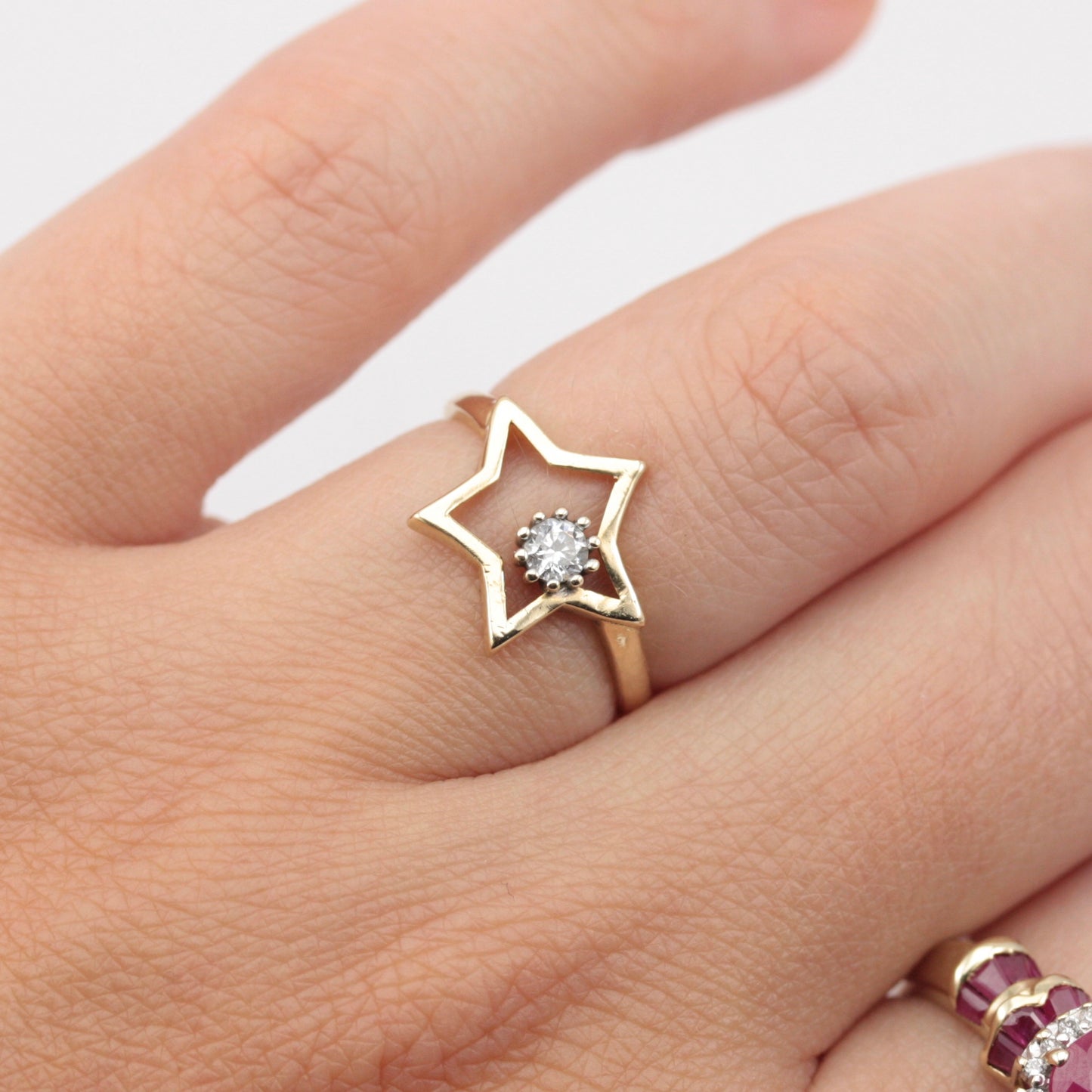 second hand 14k gold star ring