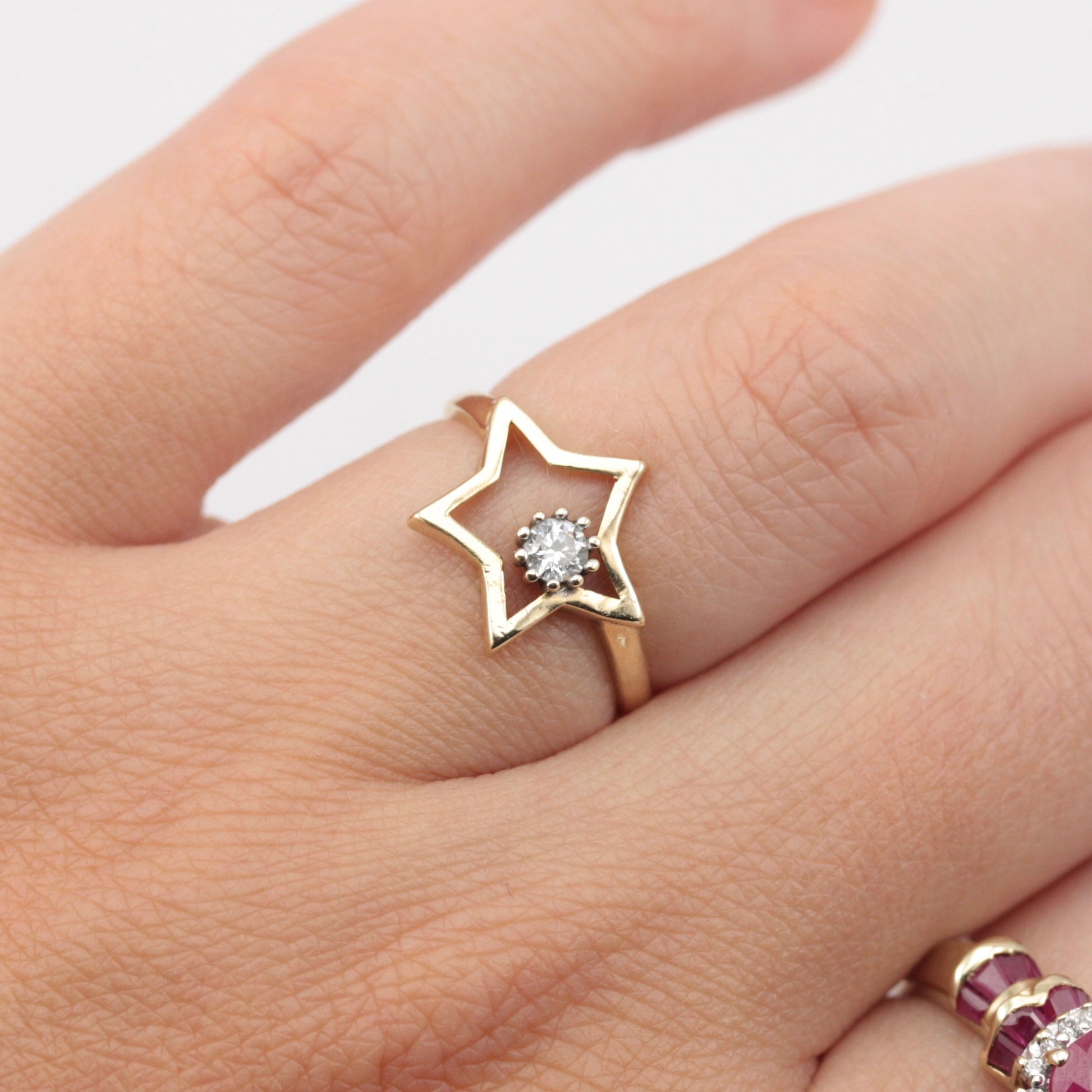 second hand 14k gold star ring