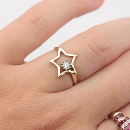 second hand 14k gold star ring