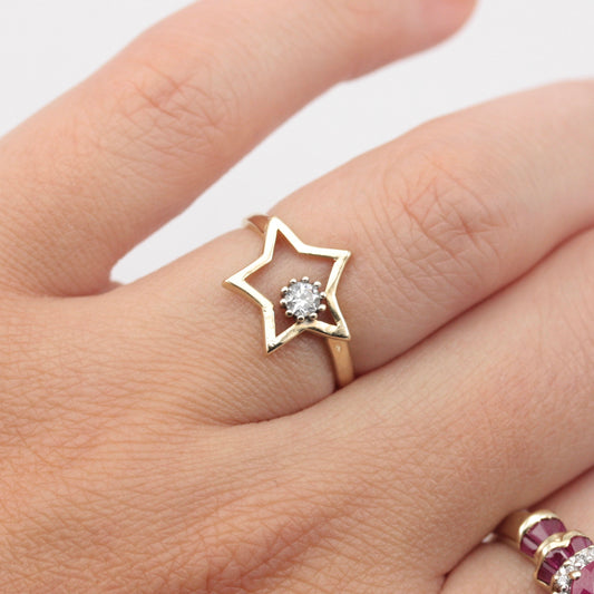 second hand 14k gold star ring