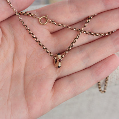 Pre-owned 14K Gold & Garnet Donut Bead Slider Pendant
