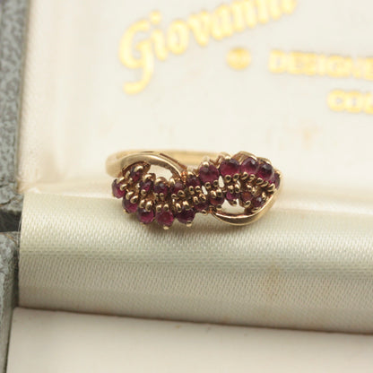 Vintage 9ct Gold and Garnet Multi Stone Ring, 1981