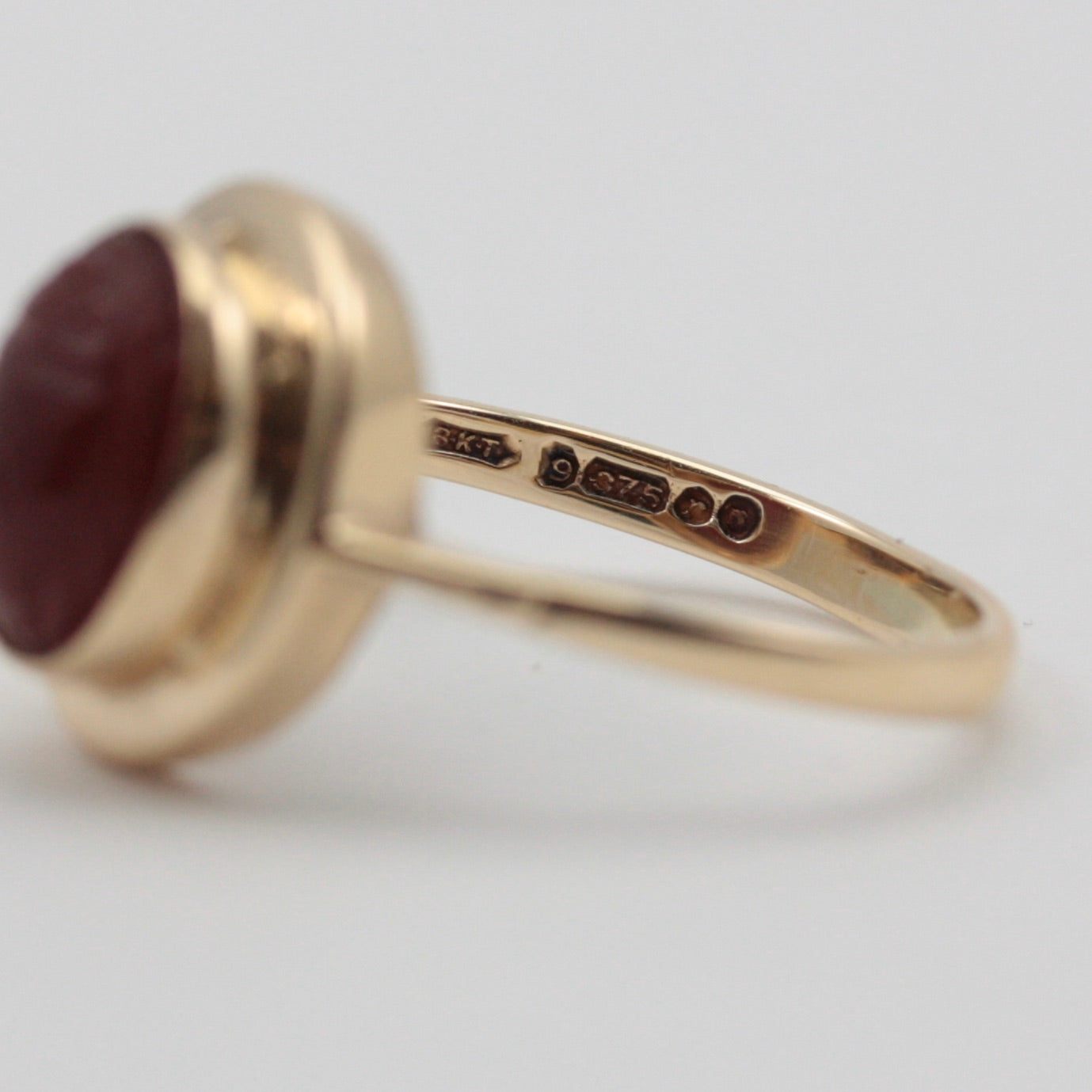 Vintage 9ct Gold Carnelian Scarab Beetle Ring, 1972