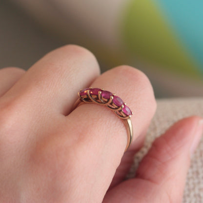 Pre-owned 9ct Gold Ruby Five Stone Ring, 2010