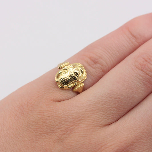 Vintage 18ct Egyptian Gold Scarab Beetle Ring, 1946 - 47.