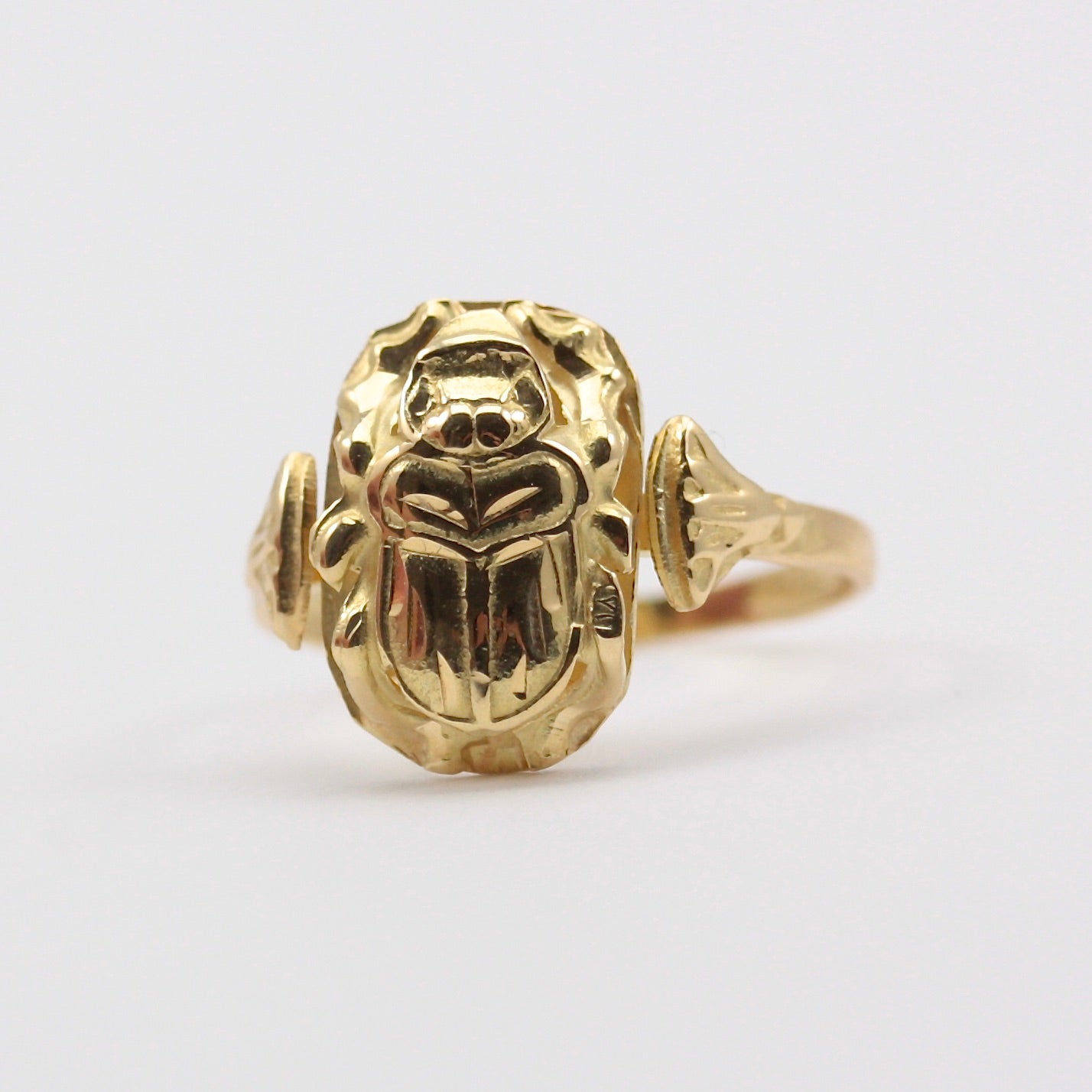 Vintage 18ct Egyptian Gold Scarab Beetle Ring, 1946 - 47.