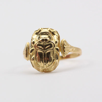 Vintage 18ct Egyptian Gold Scarab Beetle Ring, 1946 - 47.