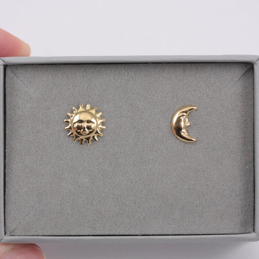 Pre-owned 18ct Gold Sun and Moon Stud Earrings