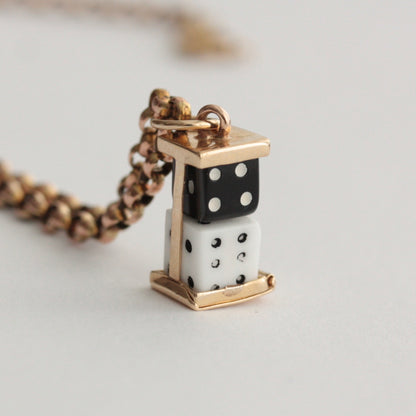 Vintage 9ct Gold Caged Dice Charm, 1959