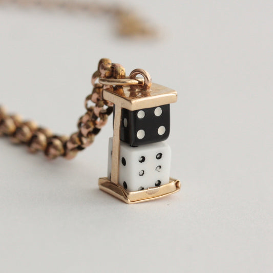 Vintage 9ct Gold Caged Dice Charm, 1959