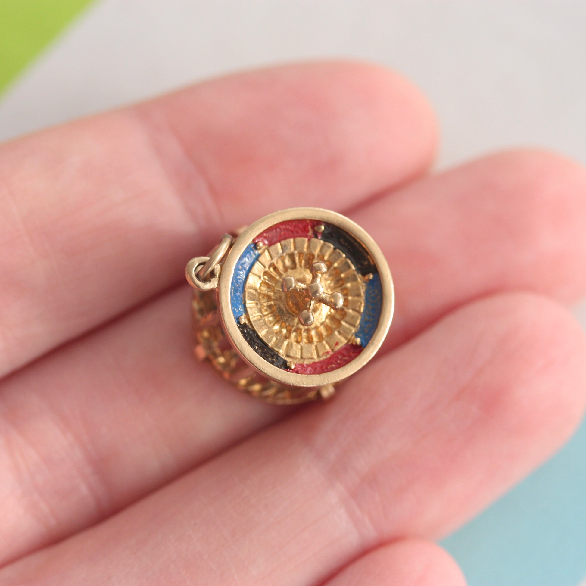 vintage 9ct gold enamel charm