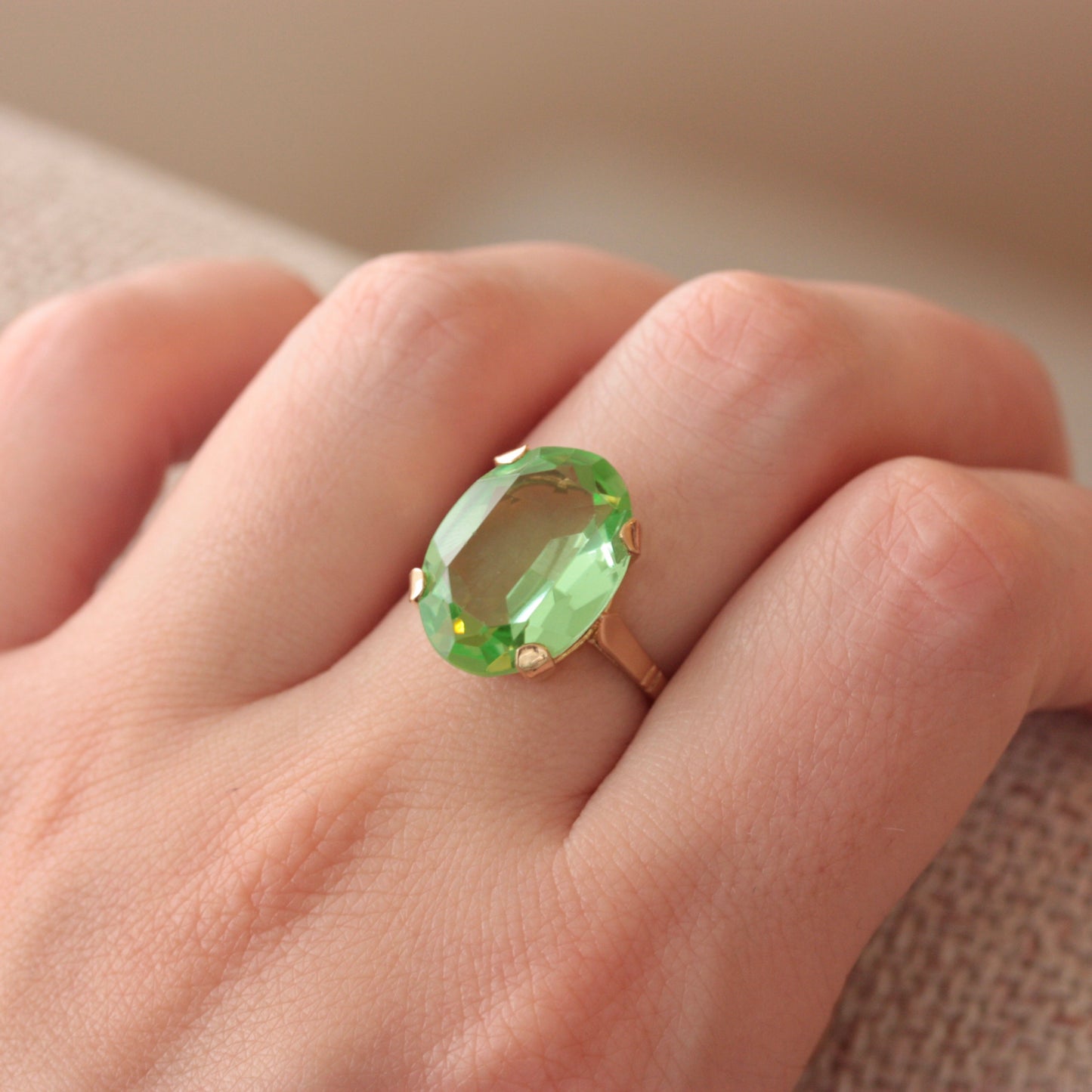 vintage vaseline glass cocktail ring